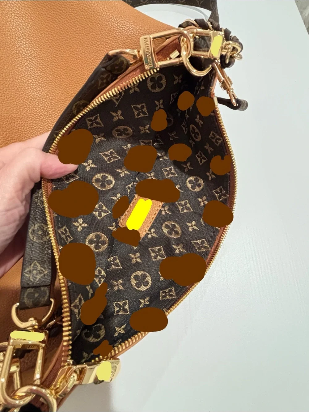 Chain-Accent Crossbody Bag in Tan